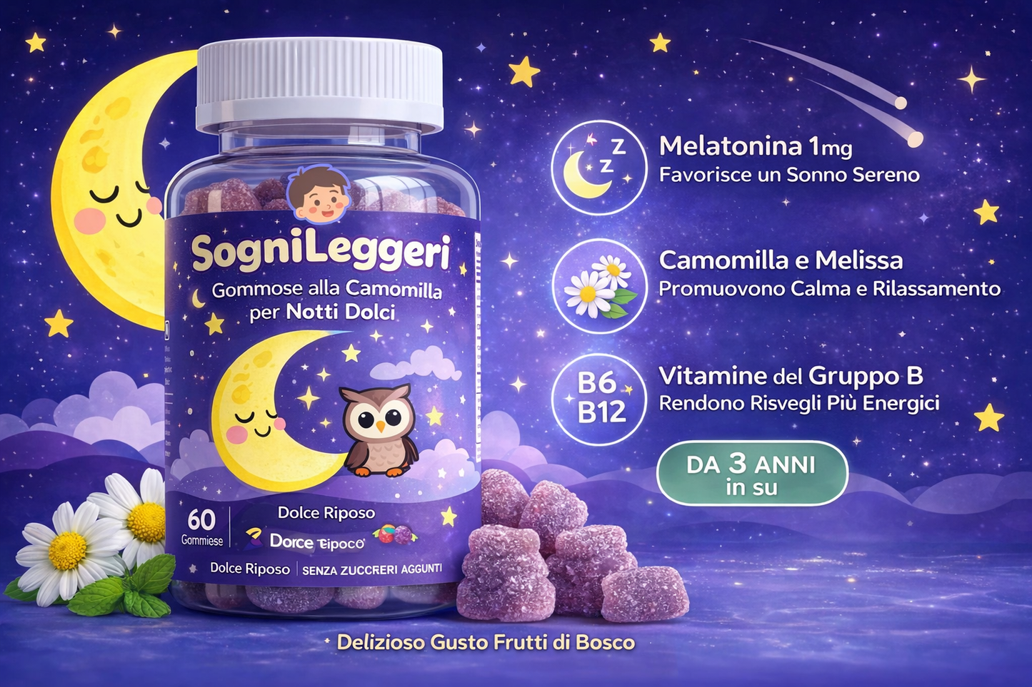 SogniLeggeri - Gommose alla camomilla per notti dolci